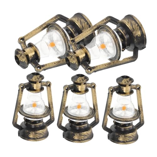 HEMOTON 5St Miniaturlampen und Mini-Petroleumlampe Mini-Laternen dekorativ Retro Puppenhaus Lampe DIY Puppenhaus Zubehör Minilampe für Puppenhaus Puppenhaus-Ornament Plastik von HEMOTON