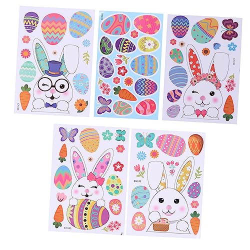 HEMOTON 5St Osteraufkleber Schweinchen Schweinefiguren Sammlerstücke Desktop-Dekoration Super Flash-Körperkette Plüsch Easter Bunny Ostern PVC-Aufkleber Osterhasen-Aufkleber von HEMOTON
