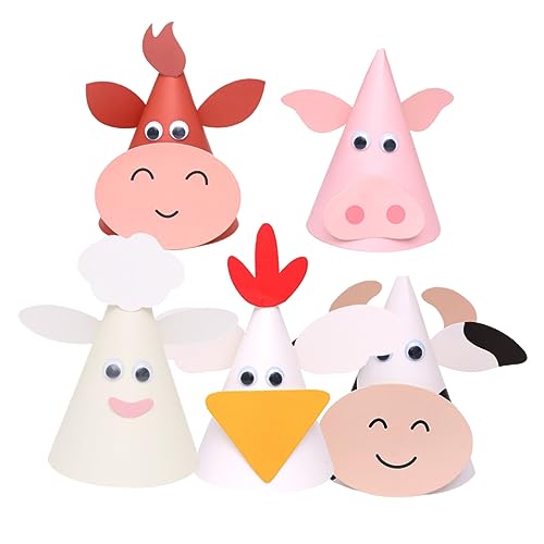 HEMOTON 5Stücke Teiliges Geburtstagskappen Niedliche Tierform DIY Hutdekoration für Partys Zufälliger Stil für Geburtstagsfeiern Shower und Mehr von HEMOTON