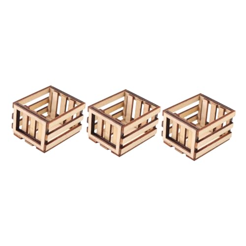 HEMOTON 6 STK Miniaturen Spielen mit Holzrahmen Puppenhausmöbel lagerkästen aus Holz ablagekörbe kühlkorb einkaufskorb behindert Massenspielzeug Miniaturmöbel Minikorb von HEMOTON