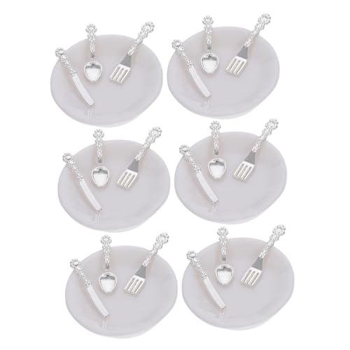 HEMOTON 6 Sätze Mini-besteck Mini- Miniaturgeschirr Miniaturszenenmodelle Miniatur-bausatz Miniatur-möbelfiguren Mach Es Mini Miniaturvorräte Spielzeugküchenzubehör Weiß Abs von HEMOTON
