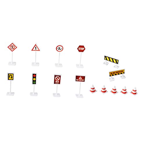HEMOTON 6 Sätze Simulationsszene Spielzeug BAU Straßenschild Spielzeug Leitkegel Verkehrszeichenmodell Barrikadenzeichenmodell Kidcraft-spielset Spielzeugstraße Mini Kind Abs Verkehrskegel von HEMOTON