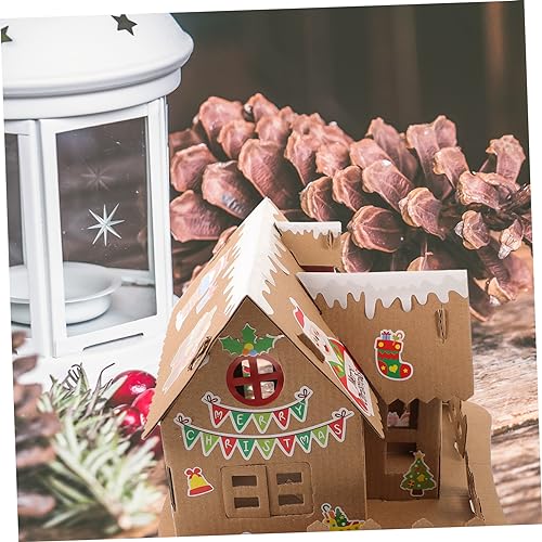 6 Sätze Weihnachtsplätzchenhaus Selbstgebaute Hütte Dekoratives Kekshaus Leuchtende Hausgemachte Hütte Weihnachtliches Leuchtendes Lernspielzeug Blockhaus Kind Papier Handbuch von HEMOTON