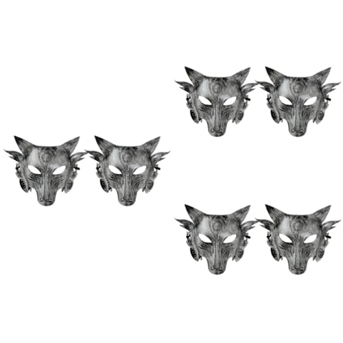 HEMOTON 6 Stk Wolfsmaske Halloween Halbgesichtsmaske Oni-maske Requisiten Künstlicher Wolf Abendabschlussballmasken Karnevalsmasken Cooles Halloween Kostüm Tier Lieferungen Dicker Schnitt von HEMOTON