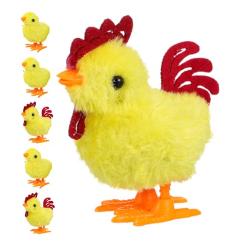 HEMOTON 6 Stück Aufziehküken Wind up mit Plüschoptik Bunte Hüpftiere für Ostergeschenk und Aktivitätsspielzeug von HEMOTON