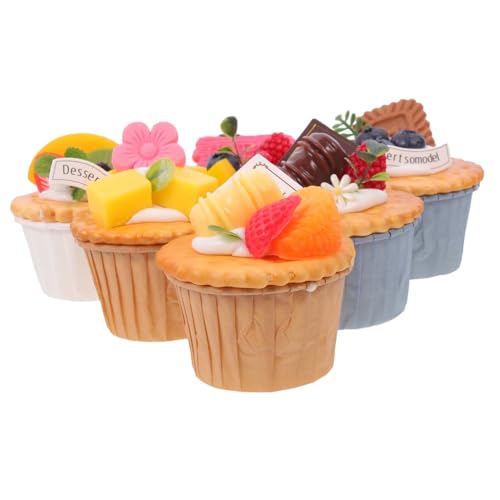 HEMOTON 6 Stück Cupcake Modell Kuchen Dessert Modell Kuchenmodelle Künstliche Dessert Dekoration Kuchendekoration Zuverlässiges Kuchen Brotladen Zubehör Künstlicher Kuchen Schöne von HEMOTON