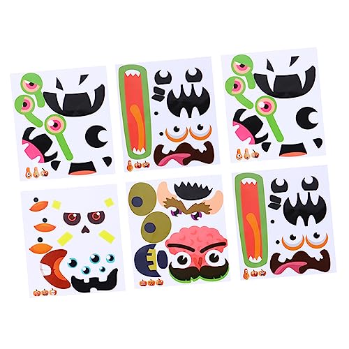 HEMOTON 6 Stück Halloween Kürbis Geister Gesichts Aufkleber Kürbis Gesicht Aufkleber Kunst-kreativitätsaufkleber Aufkleber Dekorieren Kürbis Dekorieren Kürbisgesichtsaufkleber Papier von HEMOTON