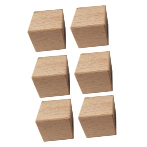 HEMOTON 6 Stück Holz Quadrate Hölzerner DIY- Holzblöcke Quadratische Holzwürfel -holzklötze Bastelwürfel Aus Holz Quadratischer Block Khaki Buche von HEMOTON