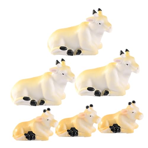 HEMOTON 6 Stück Kalb Mikrolandschaft Kleine Kuh Kleine Kühe-statuen Im Garten Winzige Miniaturkuh Miniaturen Gartendeko Mikrolandschaft Minikühe Kuh Figur Mini-tierdekor Yellow Harz von HEMOTON