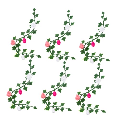 HEMOTON 6 Stück Miniatur Rosenblütenranken für Puppenhaus Künstliche Langlebige Miniatur Blumenranken Farbecht Pflegeleicht Wiederverwendbar für Miniaturgärten Feengärten und Dioramen von HEMOTON