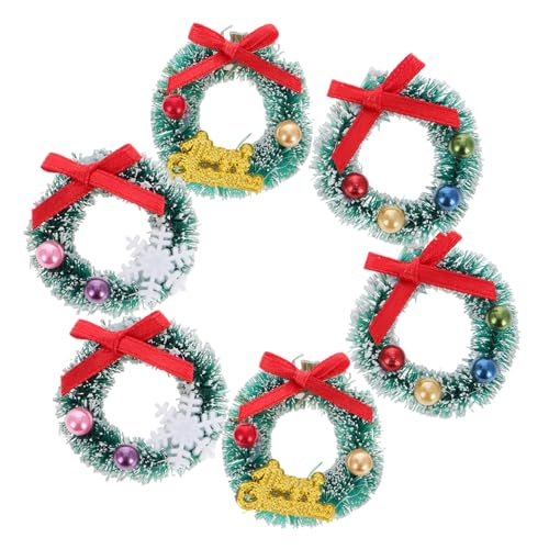 HEMOTON 6 Stück Puppenhaus Mikro Landschaftsdekoration Ornamente Girlande Puppenhaus Neuheit Weihnachtskränze Dekorationen Kranz Puppen Puppenhaus Kranz Tür Küchendekor Sisalseide von HEMOTON