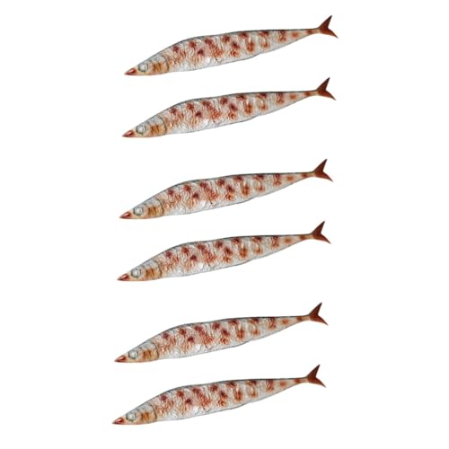 HEMOTON 6 STK Simulierter Saury künstliche Fische plastikfische lebensechtes Spielzeugfutter Essensrequisiten zum Ausstellen Grill Fleisch Essen gefälschter Fisch Modell PVC von HEMOTON