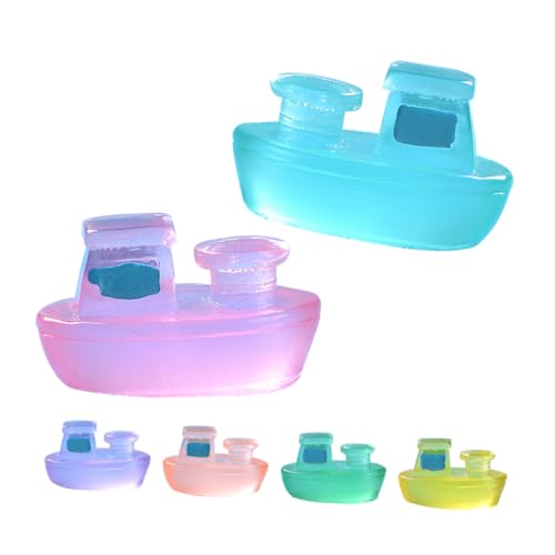 HEMOTON 6 Stück Teiliges Set Miniatur Kreuzfahrtschiff Dekoration Leuchtende Resin Figuren für Mikrolandschaften Garten und Aquarien Realistische Kreuzfahrtschiff Ornamente Farben von HEMOTON