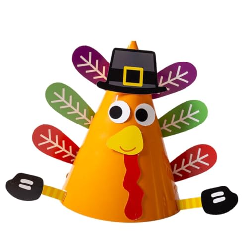 HEMOTON 6 Stück Thanksgiving DIY Truthahnhut DIY-Feiertagsdekoration Thanksgiving-Hut Motorhaube für Truthahnpapierhut basteln DIY Thanksgiving-Schulaktivitäten von HEMOTON