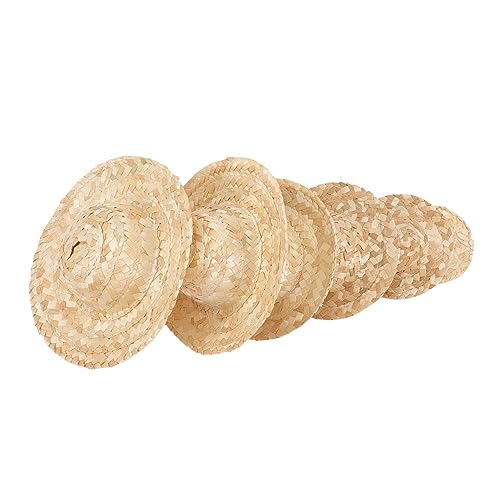 HEMOTON 6 Stücke Geflochtene Stroh Hut Hüte Winzigen Hut Mini Miniatur Hut Mini Hut Khaki von HEMOTON