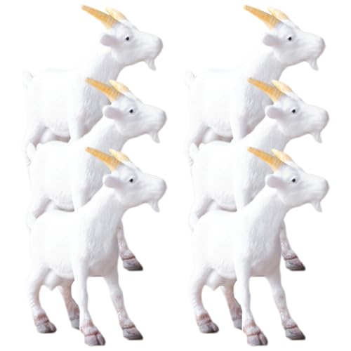 HEMOTON 6 Stücke Simulierte Ziege Figurine Kunststoff Realistische Weiße Ziege Tiere Kleine Lämmer Action Modelle Schafe Figuren Lernen Pädagogisches Spielzeug von HEMOTON