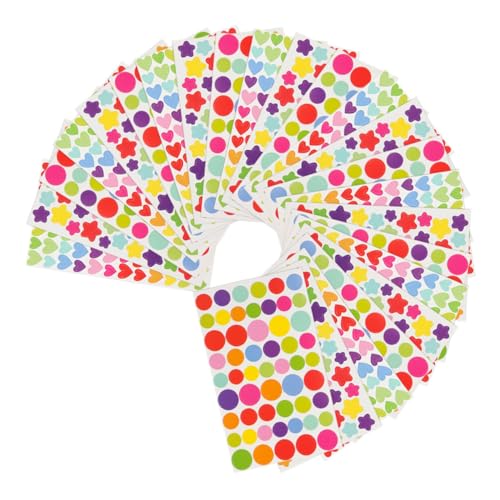 HEMOTON 60 Blatt Klassifizierungsetiketten, Selbstklebende Herzetiketten, Farbige Sternetiketten, Aufkleber, Bunte Punktaufkleber, Dekore von HEMOTON