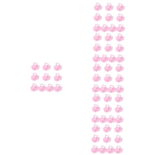 HEMOTON 60 STK Puppen-Einkaufskorb Mini-Schmuckkorb Aufbewahrungskorb Mini-Einkaufskörbe Miniaturkorb Mini-Süßigkeiten-Korb Mini-Tragekorb Spielzeug Korb aus Kunststoff Kind Plastik Rosa von HEMOTON