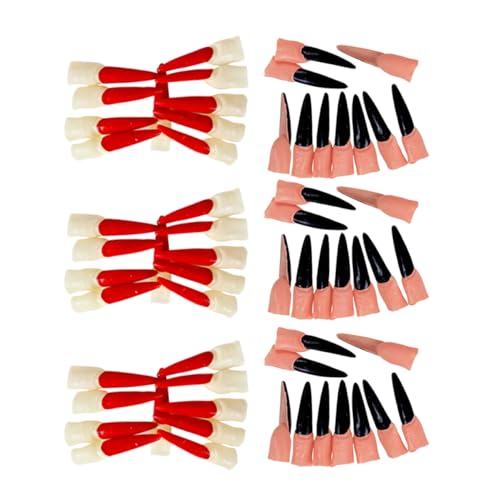 HEMOTON 60 Stück Hexennägel Nageldekoration Halloween Nagelkunst Presse Set Leuchtender Halloween Handschuh Cosplay Krallen Halloween Handschuhe Nagelglitzer Hexen Teufel von HEMOTON