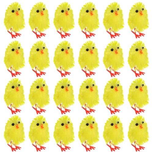 HEMOTON 60 Stück Osterküken Mini Kleine Süße Gelbe Hühner-Osterei-Mütze Partybevorzugungsdekoration Küken-Plüschstofftier Für Osterpartybevorzugungen 1 2 Zoll von HEMOTON