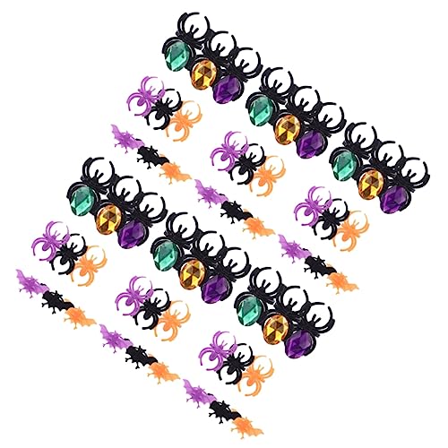 HEMOTON 60 Stück Teiliges Halloween Finger Ring mit Spinnen und Fledermaus Motiven Bunte Kunststoffringe für Verstellbare Spielzeugringe als Party Deko und Kostümzubehör HEMOTON 60 Stück Teiliges Halloween Finger Ring mit Spinnen und Fledermaus Motiven Bunte Kunststoffringe für Verstellbare Spielzeugringe als Party Deko und Kostümzubehör von HEMOTON