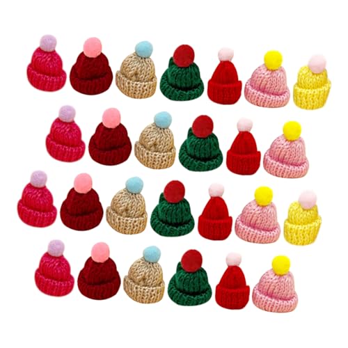 HEMOTON 60 Stück Teiliges Mini Weihnachtsmützen aus Gestricktem Garn Bunte DIY Bastelaccessoires für Festliche Dekoration Geschenkidee und Partydeko für Familie und Freunde von HEMOTON