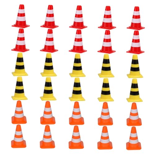 HEMOTON 60 Stück Teiliges Mini-verkehrshütchen aus Kindersicheren Materialien mit Roten Gelben und Orangen Kegeln Pädagogische Straßenverkehrsschilder für Soziale Interaktion Rollenspiele von HEMOTON