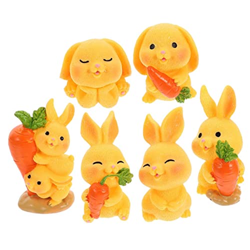HEMOTON 6Stücke Kaninchenfiguren Harz Niedliche Dekorative Hasen Für Garten Für Mikrolandschaften Und DIY Projekte Fröhliche Frühlingsdeko von HEMOTON