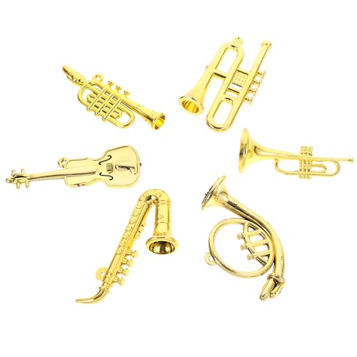 HEMOTON 6St Mini-Instrumentenmodelle Instrumente für Mini- Miniaturtrompete Violine Musikinstrumente winzige Instrumente Puppenhausminiatur klein Saxophon Aufbewahrungstasche von HEMOTON