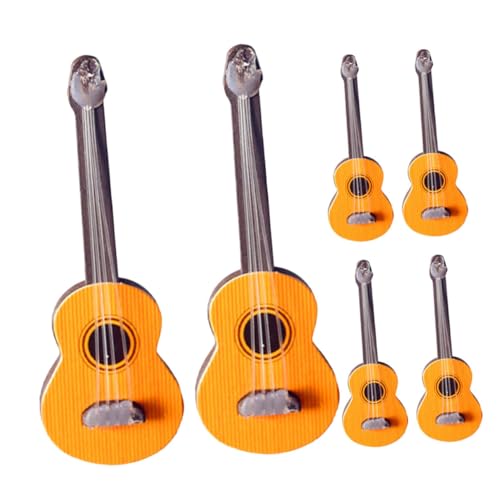 HEMOTON 6 Stück Mini-gitarrenmodelle Mini-Musikinstrument Für Puppenhaus Miniatur-musikdekor Fürs Zimmer von HEMOTON