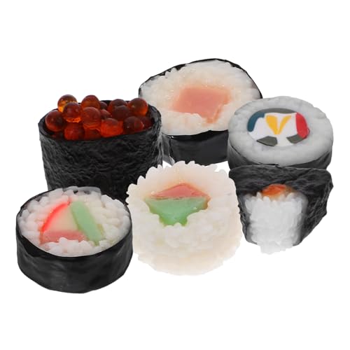HEMOTON 6st Simulations-Sushi-Modell Gefälschtes Sushi -Sushi Miniaturessen Für Puppenhaus Sushi- Für Künstliche Nahrung Essen Spielzeugnahrung PVC von HEMOTON