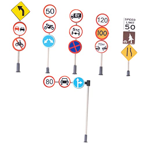 HEMOTON 6st Zubehör Für Mikrolandschaften Verkehrsindikatormodell Simulation Straßenschild Bildungsspielzeug Mini-straßenschild Sandtisch Liefern Verkehrszeichen Abs Plus Edelstahl von HEMOTON