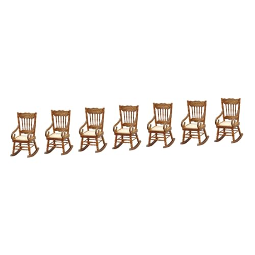 HEMOTON 7 STK Mini-Sessel Mini-Stühle Puppenhauszubehör Schaukelstühle Holzstuhl Schaukelstuhl Möbel winziges Stuhlmodell Mini-Stuhl-Modell Jahrgang Armlehne Ornamente Kleiner Stuhl Birke von HEMOTON