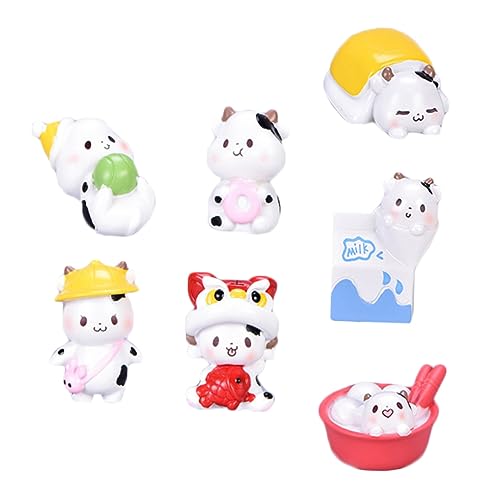 HEMOTON 7 Stück Cartoon Cow Ornamente Kleinkinder Sensorisch Kuh Miniaturkühe Spielzeugkühe Kühe Figuren Mini-kühe Harz von HEMOTON