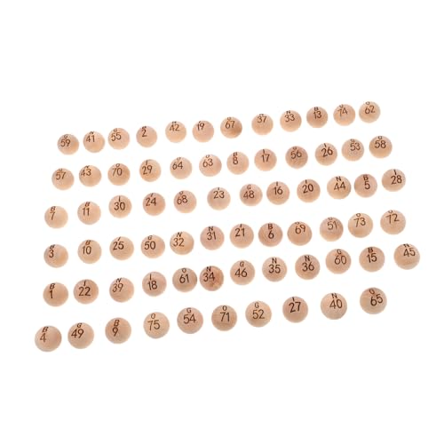 HEMOTON 75 Stück Teiliges Set Holz Bingo Spielbälle mit Klar Gravierten Zahlen Langlebig und Stabil für Familienfeste Raffles und Teamspiele Leicht und Tragbar für Indoor und Outdoor von HEMOTON