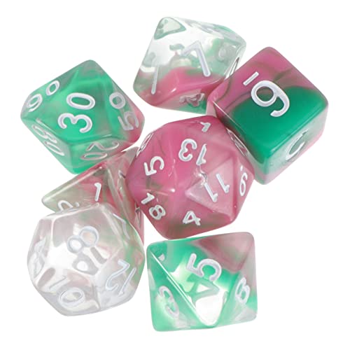 HEMOTON 7pcs Acryl Spielen Würfel Set Spiel Würfel Zahlen Für Jungen Und Mädchen Erwachsene Grün von HEMOTON