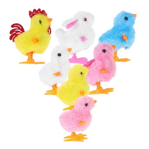 HEMOTON 7Stücke Teiliges Flauschiges Aufziehspielzeug mit Hüpfenden Küken und Hasen für Ostern Interaktives Feinmotorik und Hand Auge Koordination von HEMOTON