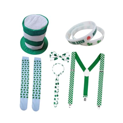 HEMOTON St. Patricks Day Party Favors 7pcs Irische Kostüme Grün Hut Socken Schnurrbart Fliege Zufällige Farbe von HEMOTON