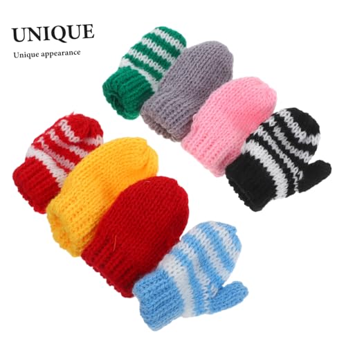 HEMOTON 8 Paare Mini Strickhandschuhe für Mädchen Weiche Kabelstrick Handschuhe Puppen Accessoires zum Anziehen und Basteln für Rollenspiele und Hand Auge Koordination von HEMOTON