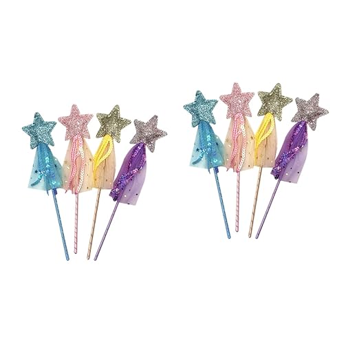 HEMOTON 8 STK Zauberstab Feenkostüm Kinder dekor Kidcraft-Spielset funkeln Spielzeug Fairy Wand Toy Gaze-Design Feenstäbe dekorative Hexenstäbe Sternform Geschenk -Stick schmücken Garn von HEMOTON