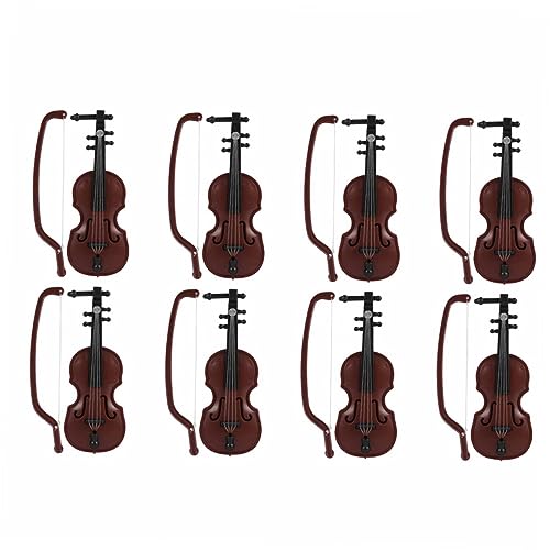 HEMOTON 8 Sätze Mini-Geige Kleine Geige Winzige Geige Mit Miniaturgeige Miniaturinstrumente Violine Handwerk Puppengeige Kleinste Geige Musikinstrumentenmodell Geigenmodell Brown Abs von HEMOTON
