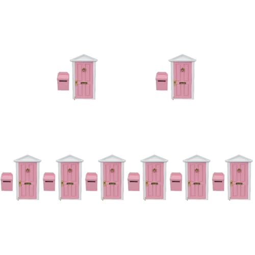 HEMOTON 8 Sätze Mini Möbel Türen Miniaturtür Miniatur-Spitztür Miniaturen Modelle Spielzeug Mini-Holzmöbel Mini- -Dekor Briefkasten Zubehör Ornamente Mikroszene hölzerne Tür Rosa von HEMOTON