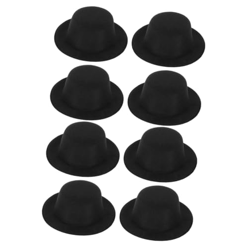HEMOTON 8 Stck Teiliges Mini Puppenhut aus Stoff Flache Spitze Schwarzer DIY für Schneemann und Clown Dekoration Handgefertigte Puppenaccessoires Kreative Bastelmaterialien von HEMOTON
