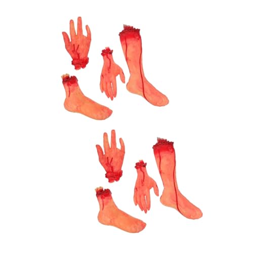 HEMOTON 8 Stck. Teiliges Halloween Deko Set mit Blutigen Abgetrennten Händen und Füßen Realistische Horror Requisiten für Haunted House Bar und Party Gruselige Körperteile für Halloween von HEMOTON