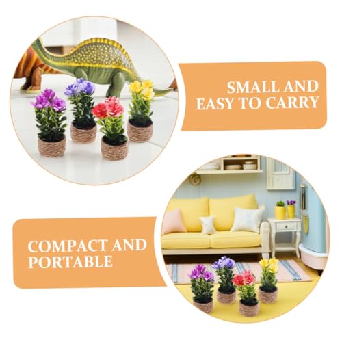 HEMOTON 8 Stück Miniatur Puppenhaus Pflanzen Realistische Miniatur Blumentöpfe Künstliche Bonsai Pflanzen für Micro Landschaft DIY Dekoration Farblich Sortierte Miniature Blumendeko von HEMOTON