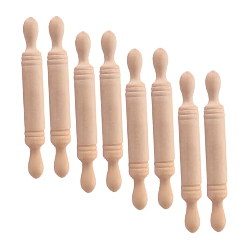 HEMOTON 8 Stück Shiwan Rolling Stick Puppenhaus Menschen Puppenhaus Miniaturen Kits Winzige Nudelholz Buggy Kleinkinder Rolling Miniatures Minis Log Zubehör Pfannen Holz von HEMOTON