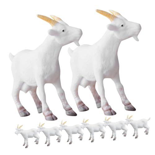 HEMOTON 8 Stück Simuliertes Widdermodell Tierspielzeug dekorative Mini - Ziegen - Dekore Mini - Schafe Nutztier Figur PVC Tierfiguren Weiße Ziegen Figur Ziegenmodellierungshandwerk Ziegenstatue von HEMOTON