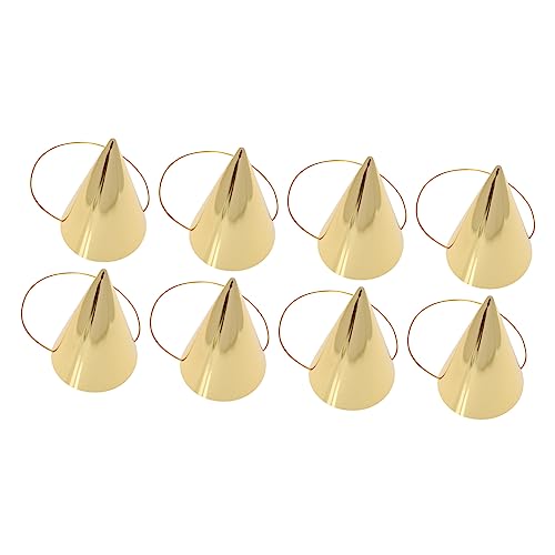 HEMOTON 8 Stück Teiliges Geburtstag Partyhüte aus Papier Goldene Kegelhüte mit Kinnband Funkelnde Geburtstag Dekorationen für Erwachsene Feieraccessoires von HEMOTON