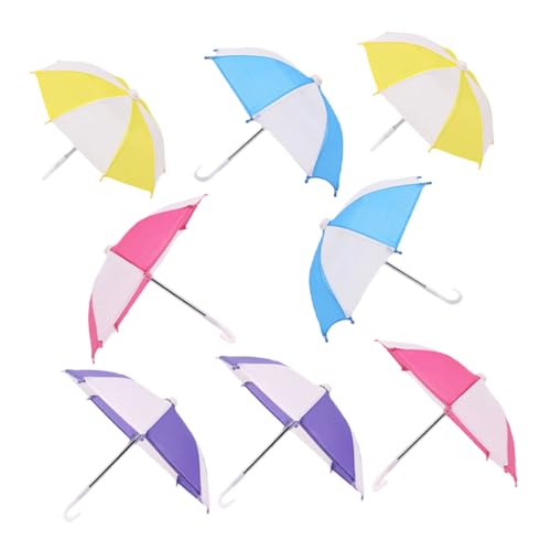 HEMOTON 8 Stück Teiliges Miniatur Puppenschirm Bunte Kleine Regenschirme für Handliche Mini Zubehör für Puppenhaus Deko und Fantasievolles Rollenspiel von HEMOTON