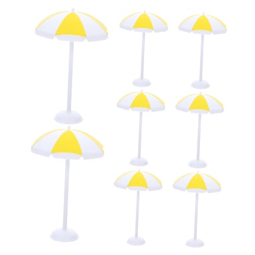 HEMOTON 8 Stück Teiliges Miniatur Strandsonnenschirm Gelb Miniatur Sonnenschirme für Puppenhaus Mikro Landschaft DIY Basteln Cake Topper und Strand Szene Zubehör von HEMOTON